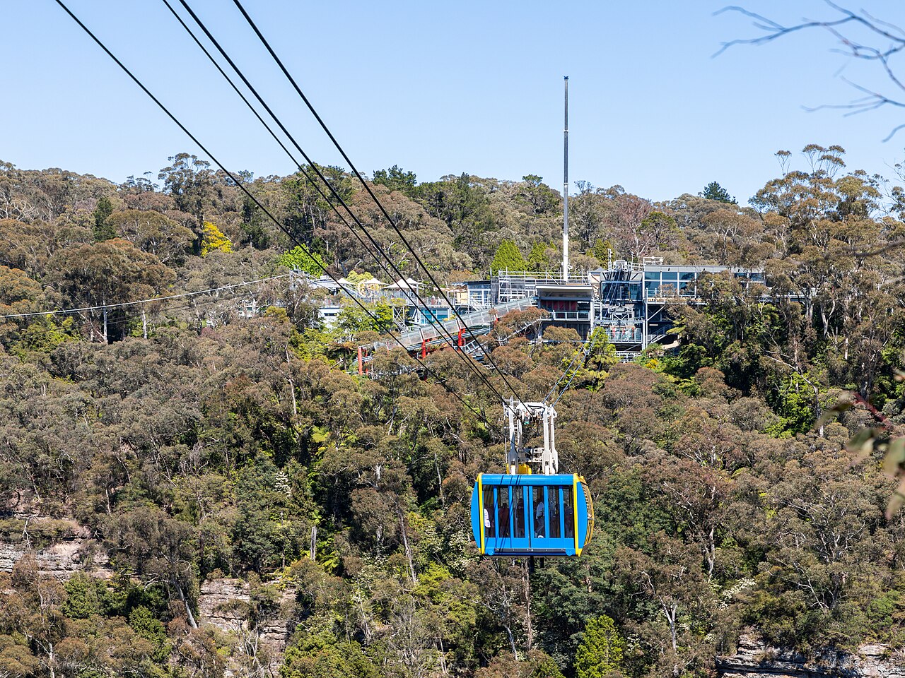 Scenic Skyway cable car crossing the valley above the rainforest at Scenic World in Katoomba photo_0 Scenic Skyway cable car crossing the valley above the rainforest at Scenic World in Katoomba photo_0